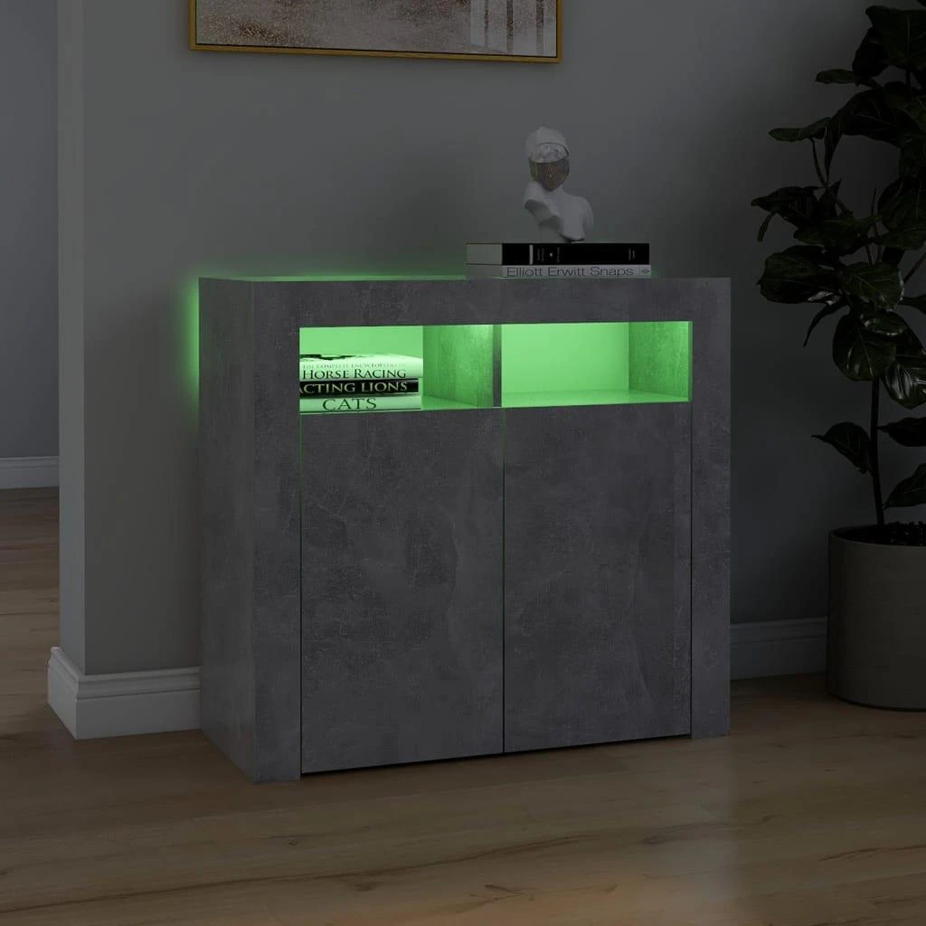 Šoninė spintelė su LED apšvietimu, betono pilka, 80x35x75cm