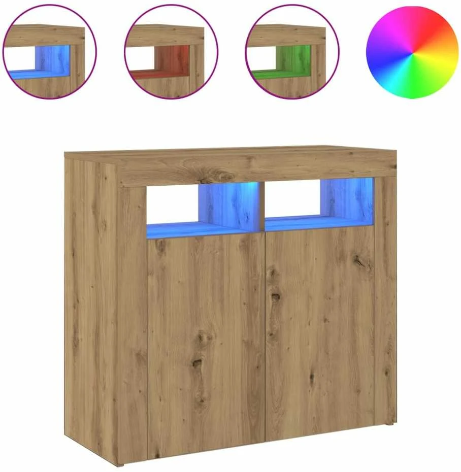 Šoninė spintelė su LED, artisano, 80x35x75cm, apdirbta mediena