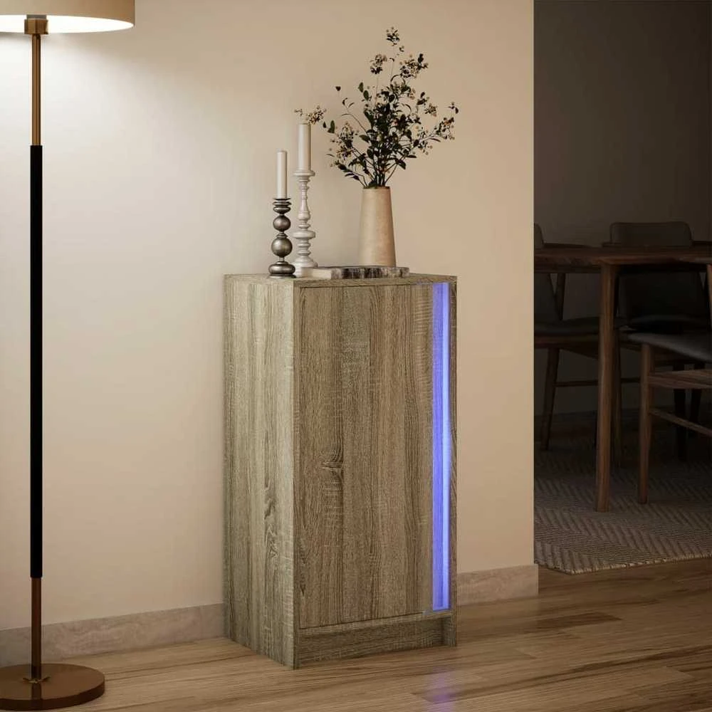 Šoninė spintelė su LED, ąžuolo, 42,5x34x85cm, apdirbta mediena