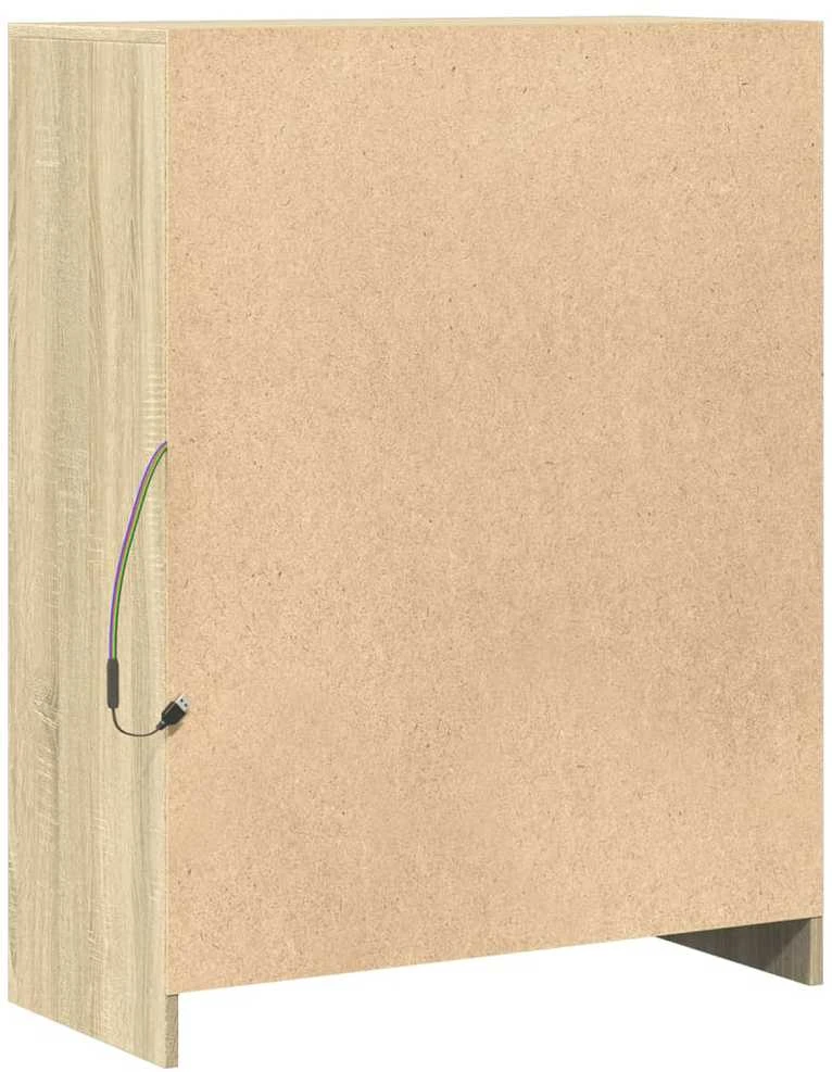 Šoninė spintelė su LED, ąžuolo, 77x34x100cm, apdirbta mediena