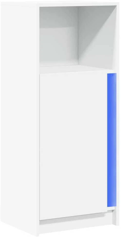 Šoninė spintelė su LED, balta, 42,5x34x100cm, apdirbta mediena