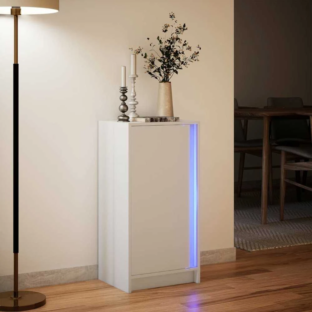 Šoninė spintelė su LED, balta, 42,5x34x85cm, apdirbta mediena