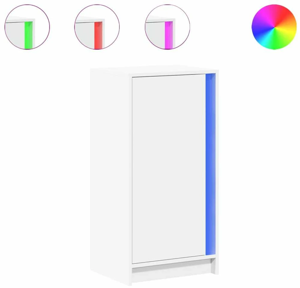 Šoninė spintelė su LED, balta, 42,5x34x85cm, apdirbta mediena
