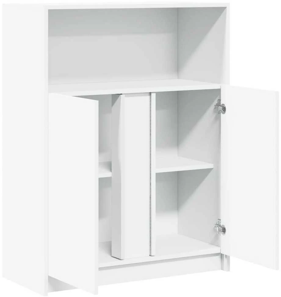 Šoninė spintelė su LED, balta, 77x34x100cm, apdirbta mediena