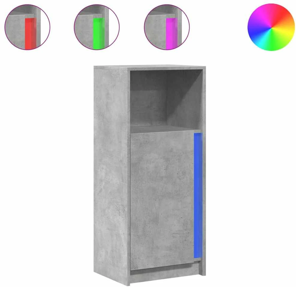 Šoninė spintelė su LED, betono, 42,5x34x100cm, apdirbta mediena