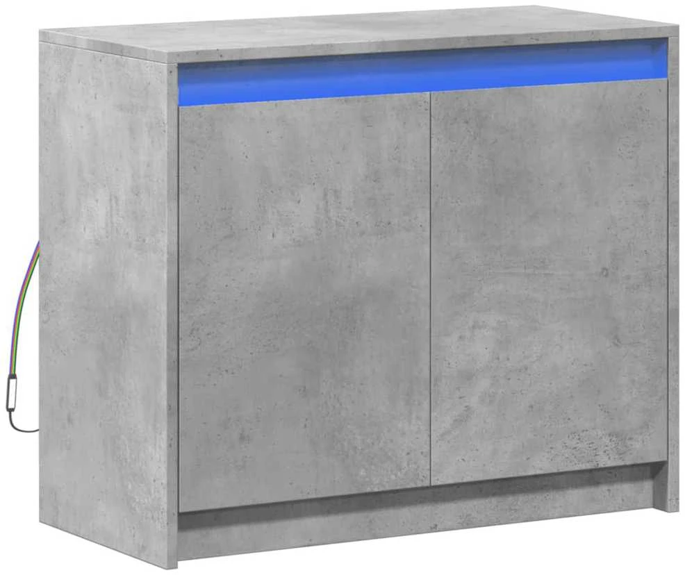Šoninė spintelė su LED, betono, 72x34x61cm, apdirbta mediena