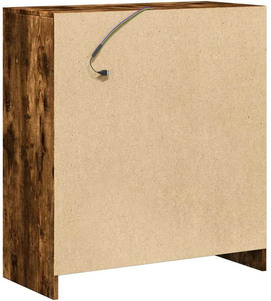 Šoninė spintelė su LED, dūminio ąžuolo, 77x34x85cm, mediena