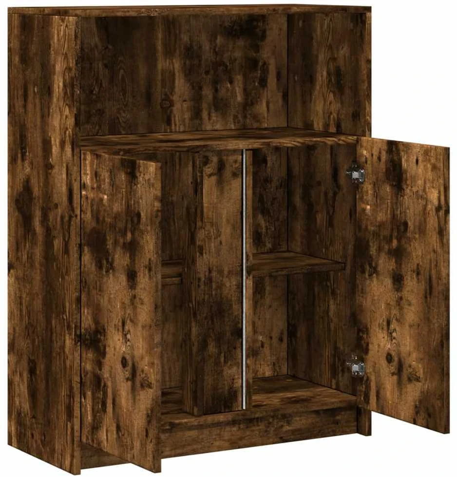 Šoninė spintelė su LED, dūminio ąžuolo, 77x34x100cm, mediena