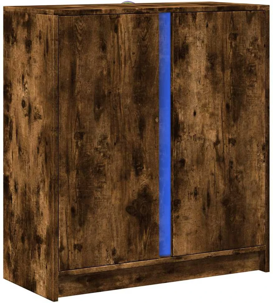 Šoninė spintelė su LED, dūminio ąžuolo, 77x34x85cm, mediena