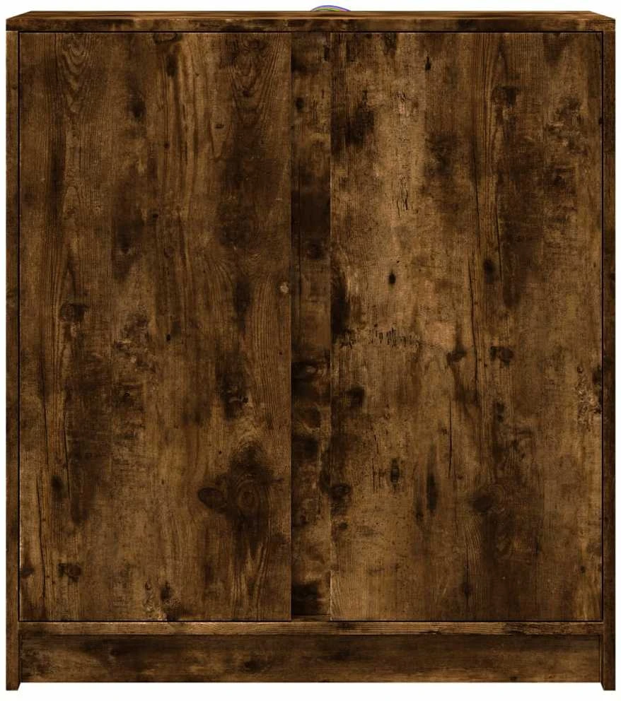 Šoninė spintelė su LED, dūminio ąžuolo, 77x34x85cm, mediena