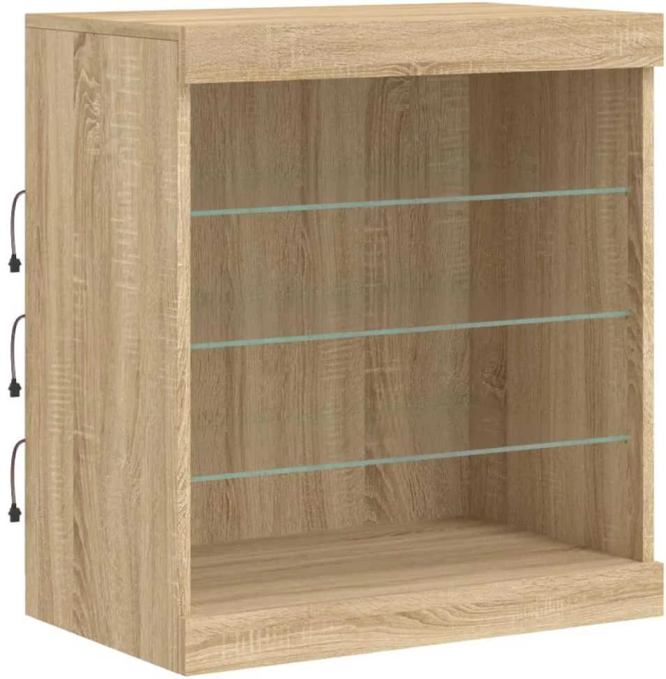Šoninė spintelė su LED lemputėmis, ąžuolo, 181,5x37x67cm