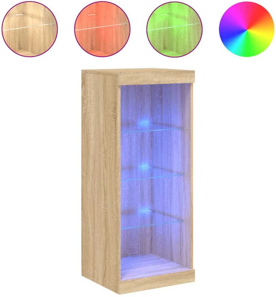 Šoninė spintelė su LED lemputėmis, ąžuolo spalvos, 41x37x100cm