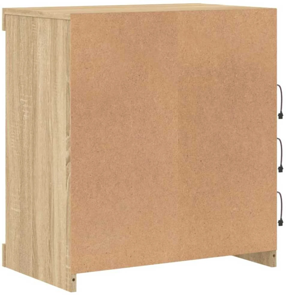Šoninė spintelė su LED lemputėmis, ąžuolo spalvos, 60,5x37x67cm