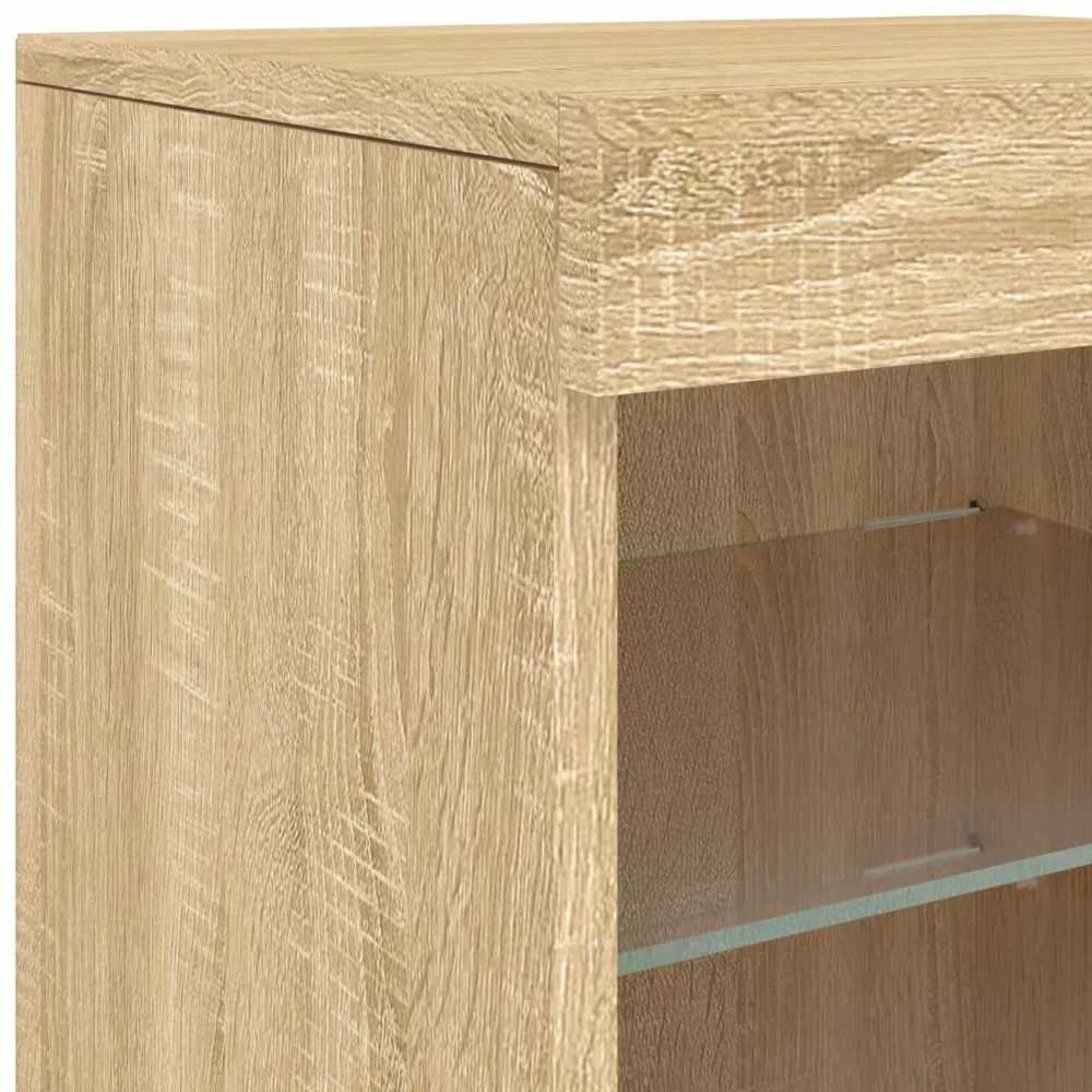 Šoninė spintelė su LED lemputėmis, ąžuolo, 123x37x67cm