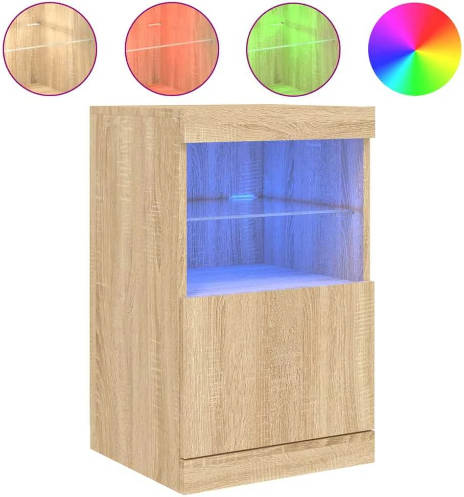 Šoninė spintelė su LED lemputėmis, ąžuolo spalvos, 41x37x67cm