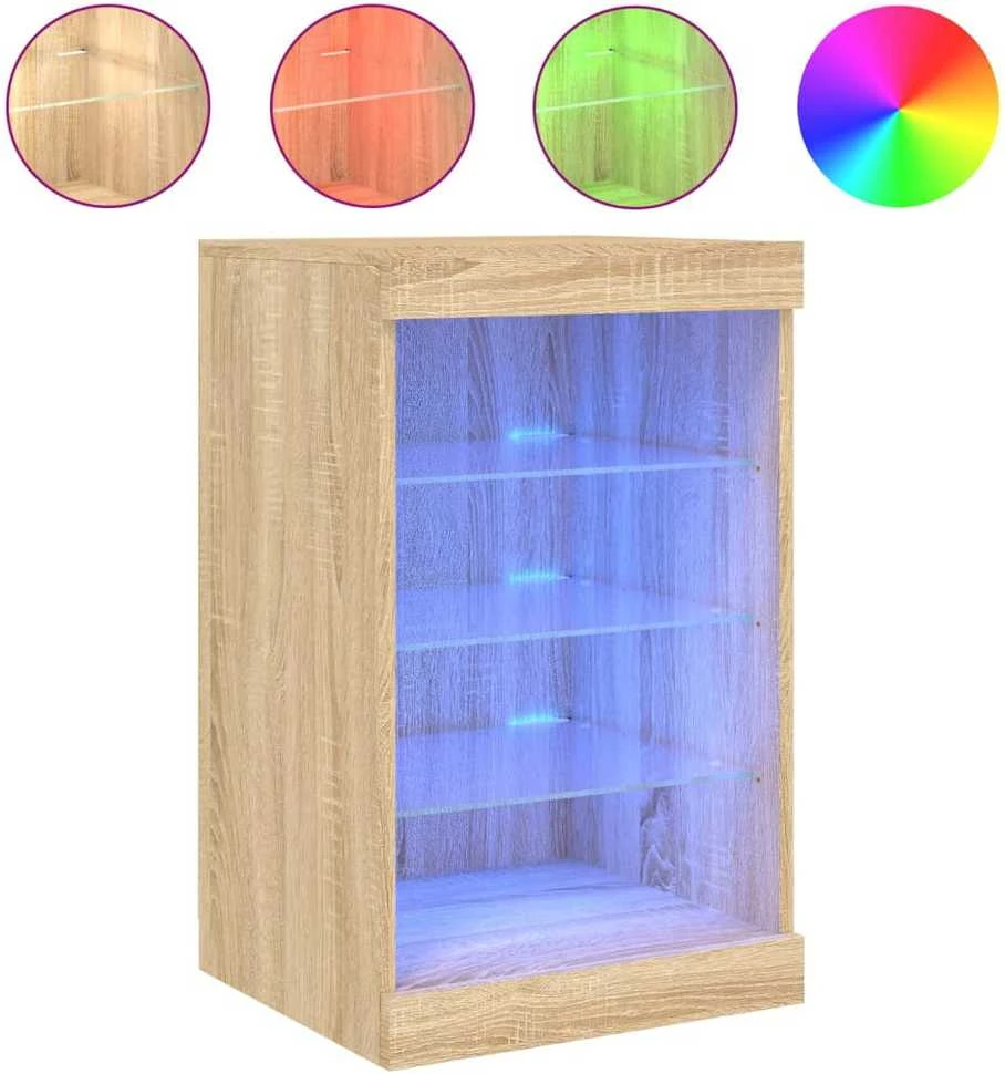 Šoninė spintelė su LED lemputėmis, ąžuolo spalvos, 41x37x67cm