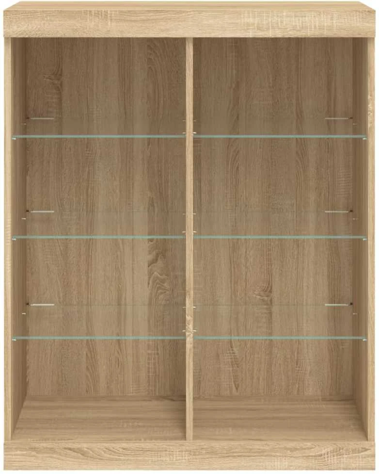 Šoninė spintelė su LED lemputėmis, ąžuolo spalvos, 81x37x100cm