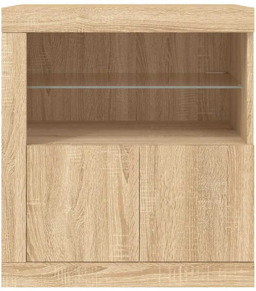 Šoninė spintelė su LED lemputėmis, ąžuolo spalvos, 60,5x37x67cm