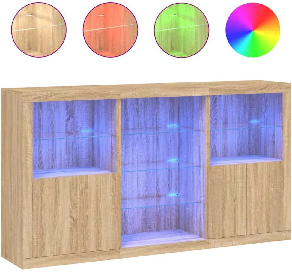 Šoninė spintelė su LED lemputėmis, ąžuolo, 181,5x37x100cm