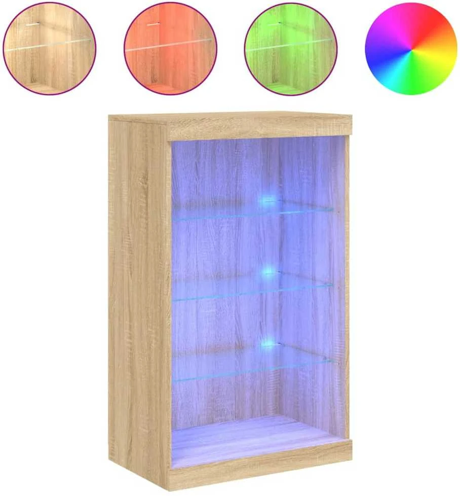 Šoninė spintelė su LED lemputėmis, ąžuolo, 60,5x37x100cm