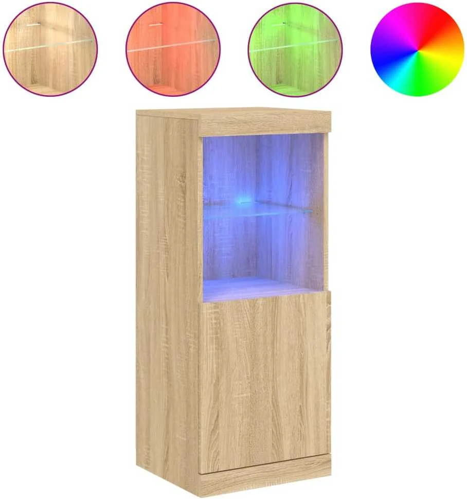 Šoninė spintelė su LED lemputėmis, ąžuolo spalvos, 41x37x100cm