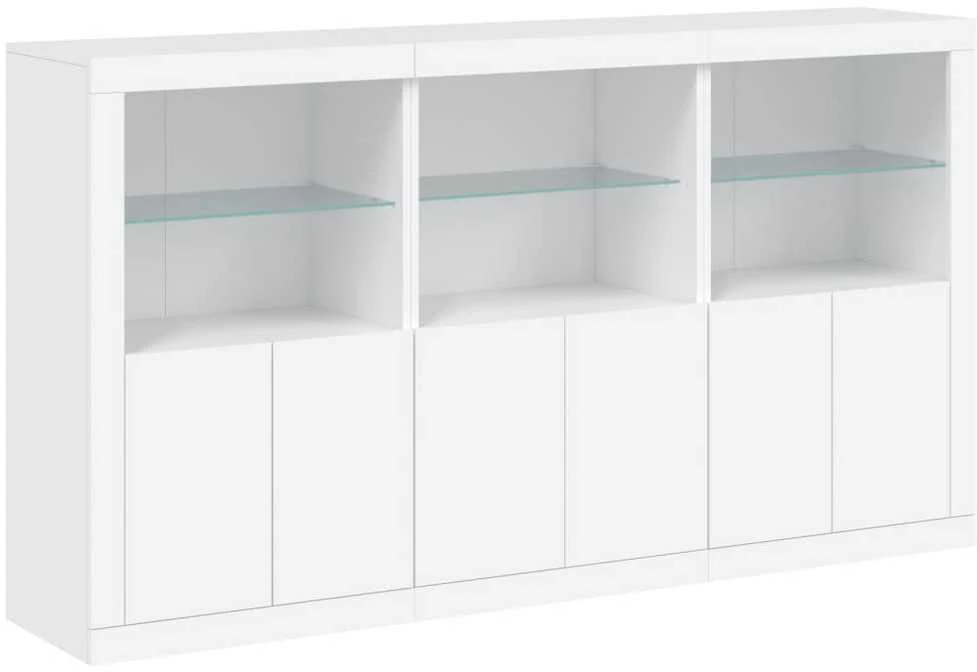 Šoninė spintelė su LED lemputėmis, balta, 181,5x37x100cm