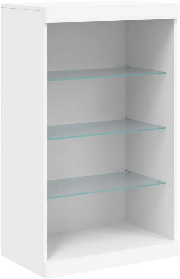 Šoninė spintelė su LED lemputėmis, balta, 60,5x37x100cm