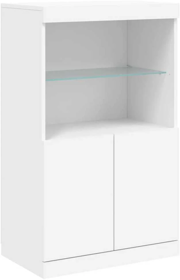 Šoninė spintelė su LED lemputėmis, balta, 60,5x37x100cm
