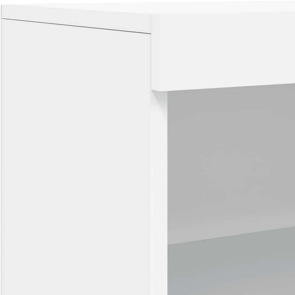 Šoninė spintelė su LED lemputėmis, balta, 60,5x37x100cm