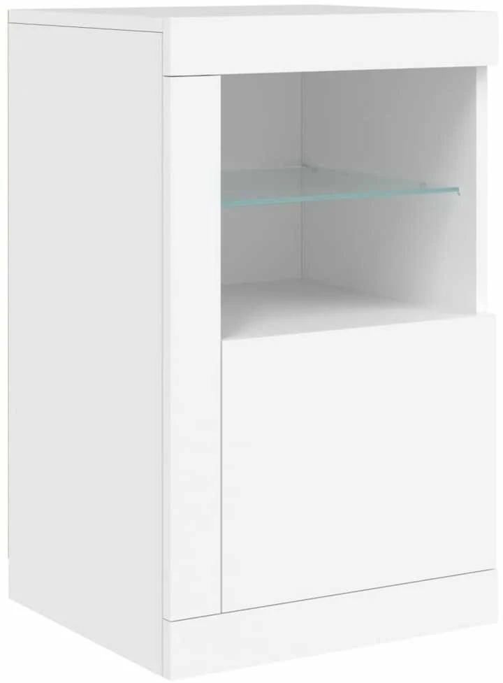 Šoninė spintelė su LED lemputėmis, balta, 142,5x37x67cm
