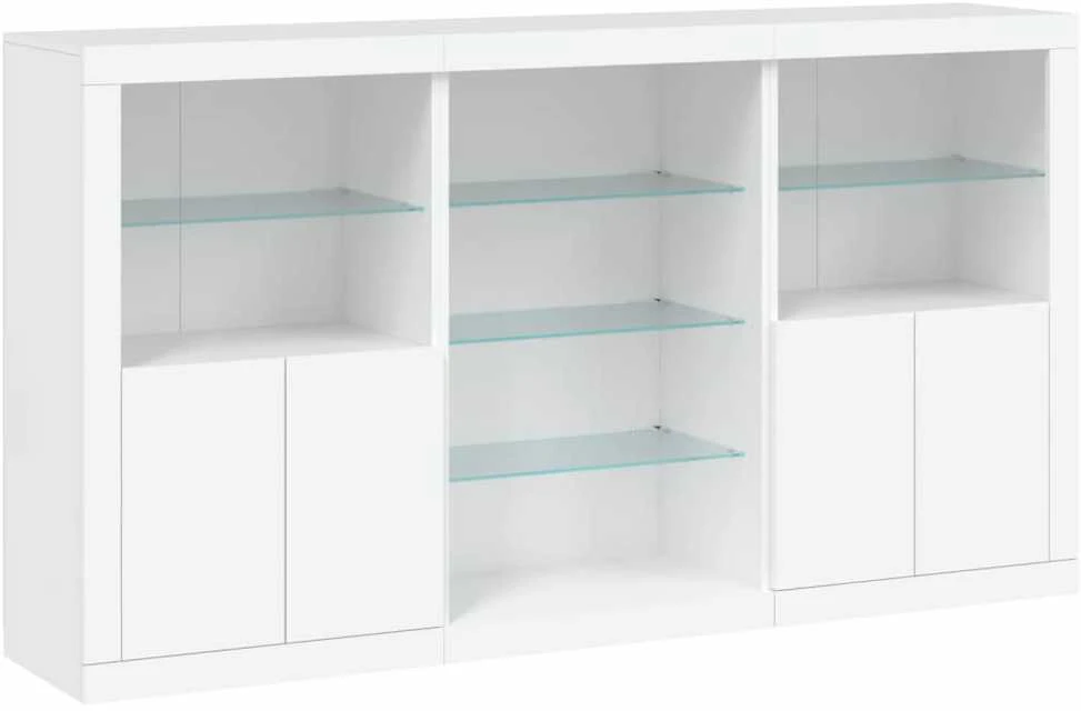 Šoninė spintelė su LED lemputėmis, balta, 181,5x37x100cm