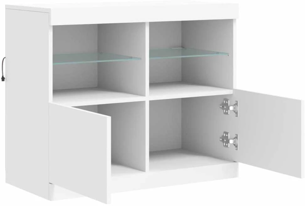 Šoninė spintelė su LED lemputėmis, baltos spalvos, 81x37x67cm