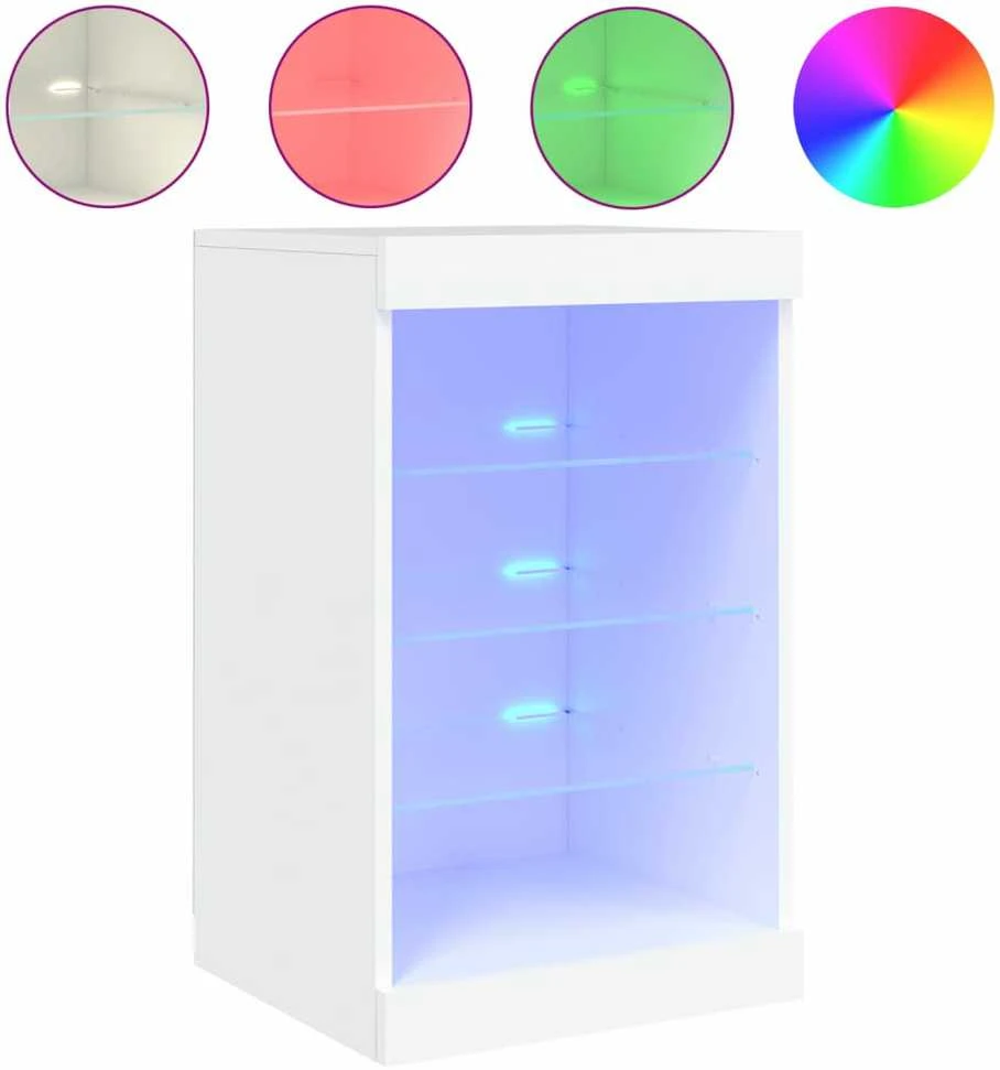 Šoninė spintelė su LED lemputėmis, baltos spalvos, 41x37x67cm