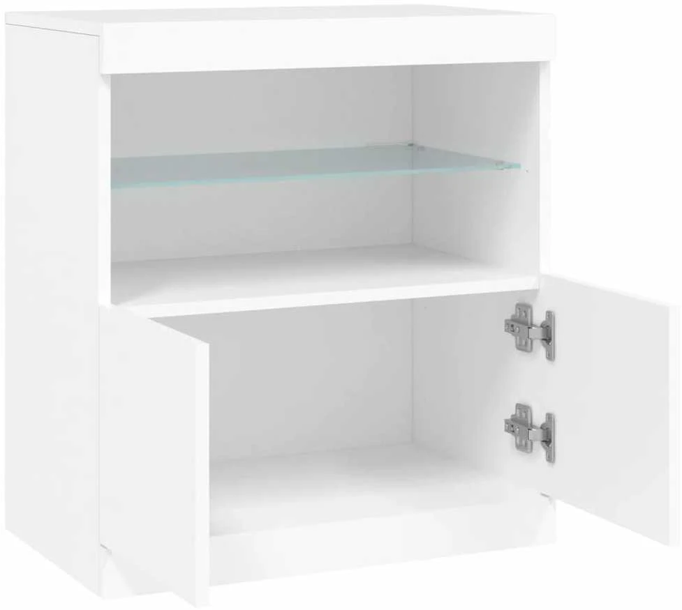 Šoninė spintelė su LED lemputėmis, baltos spalvos, 60x37x67cm