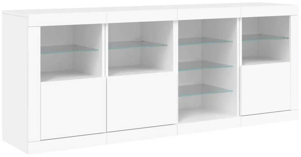 Šoninė spintelė su LED lemputėmis, baltos spalvos, 164x37x67cm