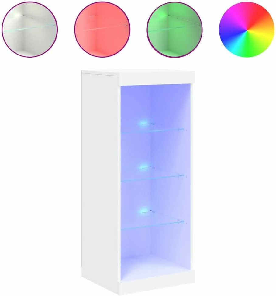 Šoninė spintelė su LED lemputėmis, baltos spalvos, 41x37x100cm