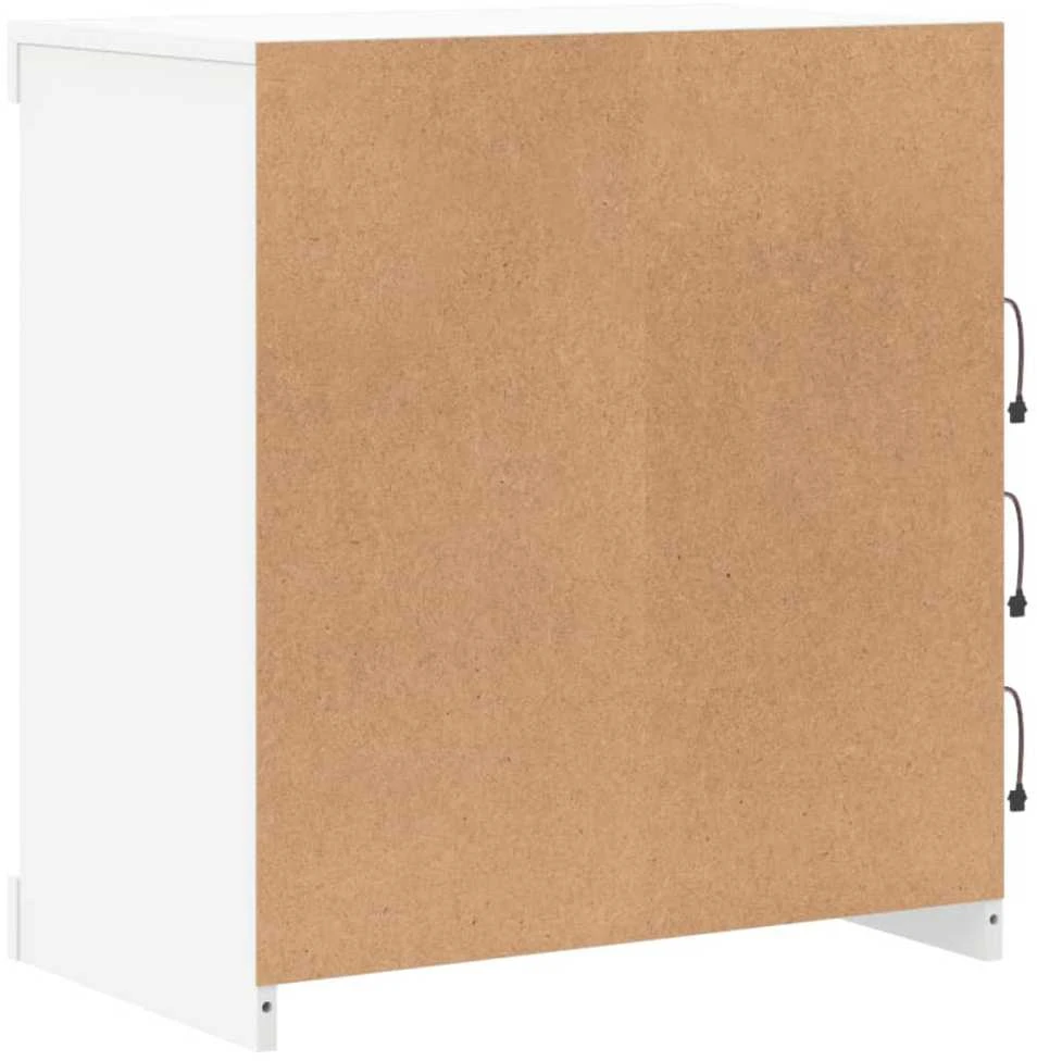 Šoninė spintelė su LED lemputėmis, baltos spalvos, 60,5x37x67cm