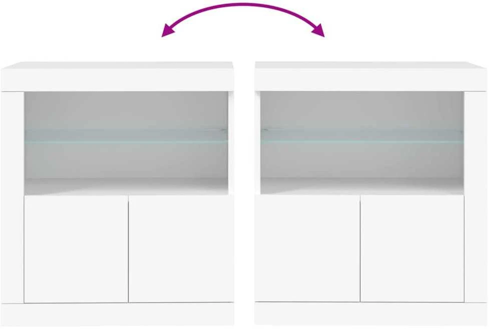 Šoninė spintelė su LED lemputėmis, baltos spalvos, 60,5x37x67cm