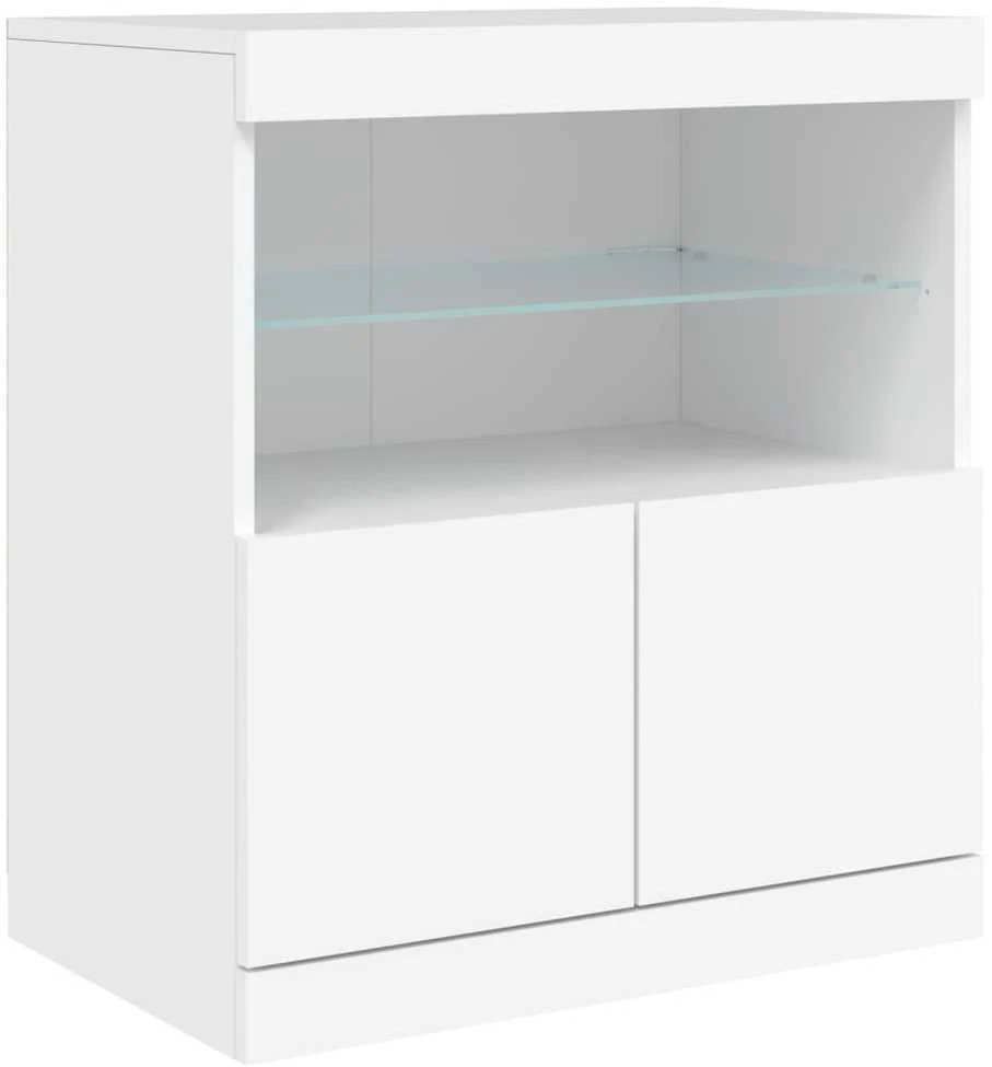 Šoninė spintelė su LED lemputėmis, baltos spalvos, 283x37x67cm
