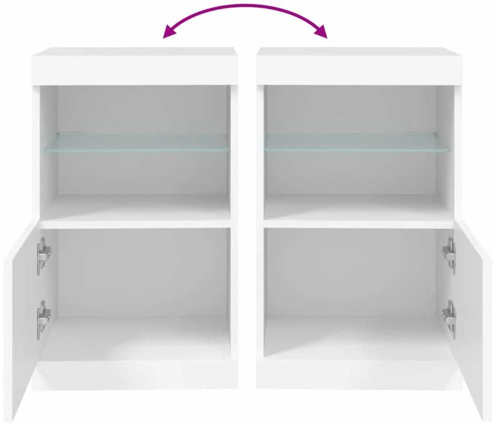 Šoninė spintelė su LED lemputėmis, baltos spalvos, 41x37x67cm