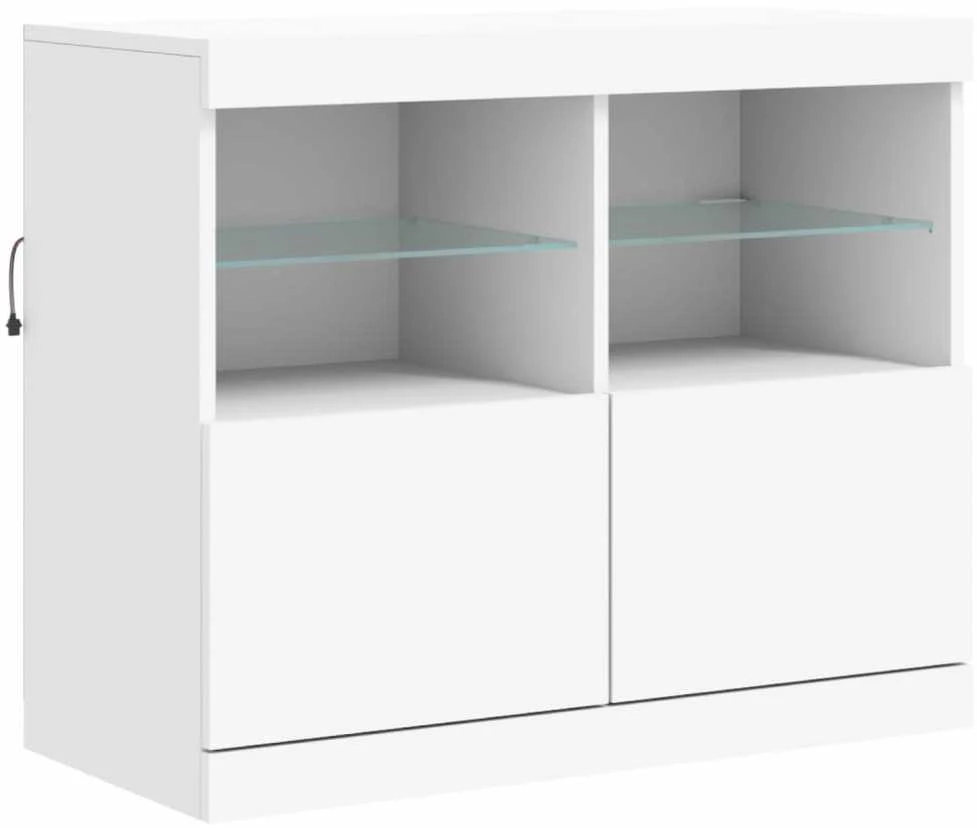 Šoninė spintelė su LED lemputėmis, baltos spalvos, 163x37x67cm