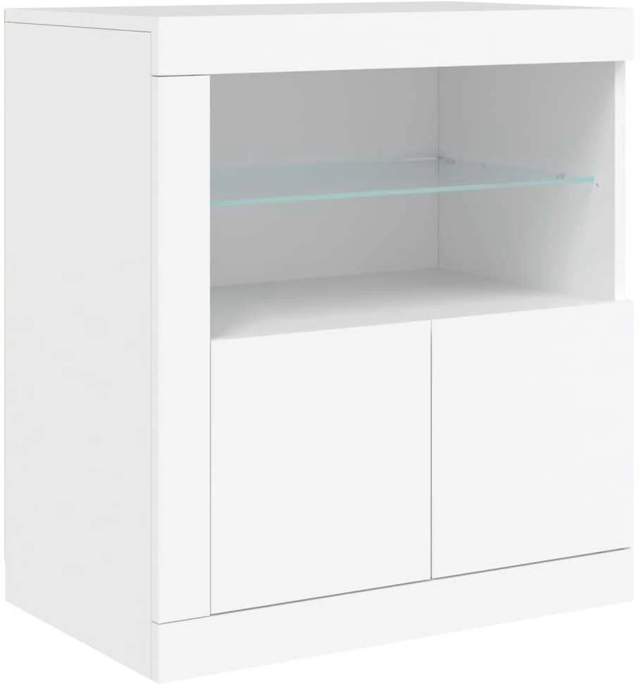 Šoninė spintelė su LED lemputėmis, baltos spalvos, 162x37x67cm
