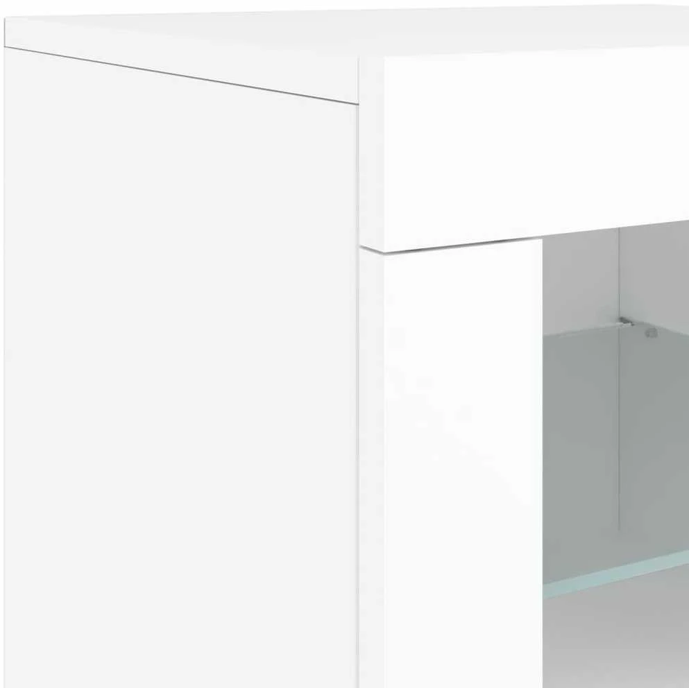 Šoninė spintelė su LED lemputėmis, baltos spalvos, 123x37x67cm