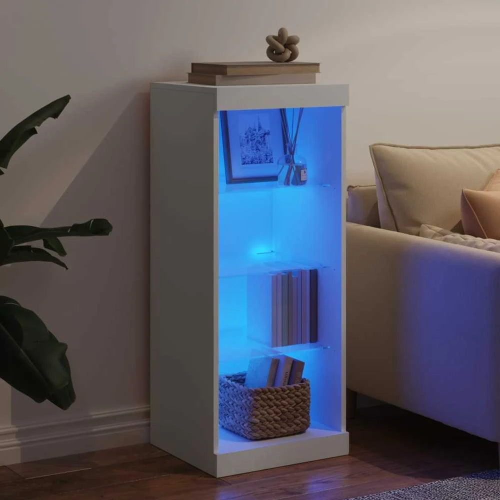 Šoninė spintelė su LED lemputėmis, baltos spalvos, 41x37x100cm