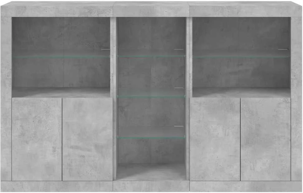 Šoninė spintelė su LED lemputėmis, betono pilka, 162x37x100cm