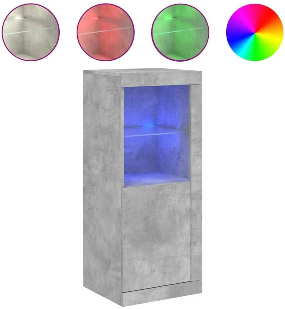 Šoninė spintelė su LED lemputėmis, betono pilka, 41x37x100cm