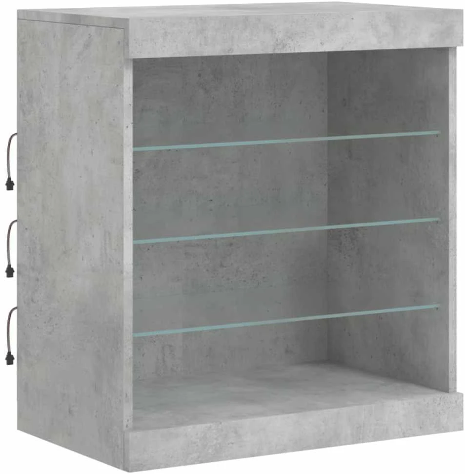 Šoninė spintelė su LED lemputėmis, betono pilka, 181,5x37x67cm