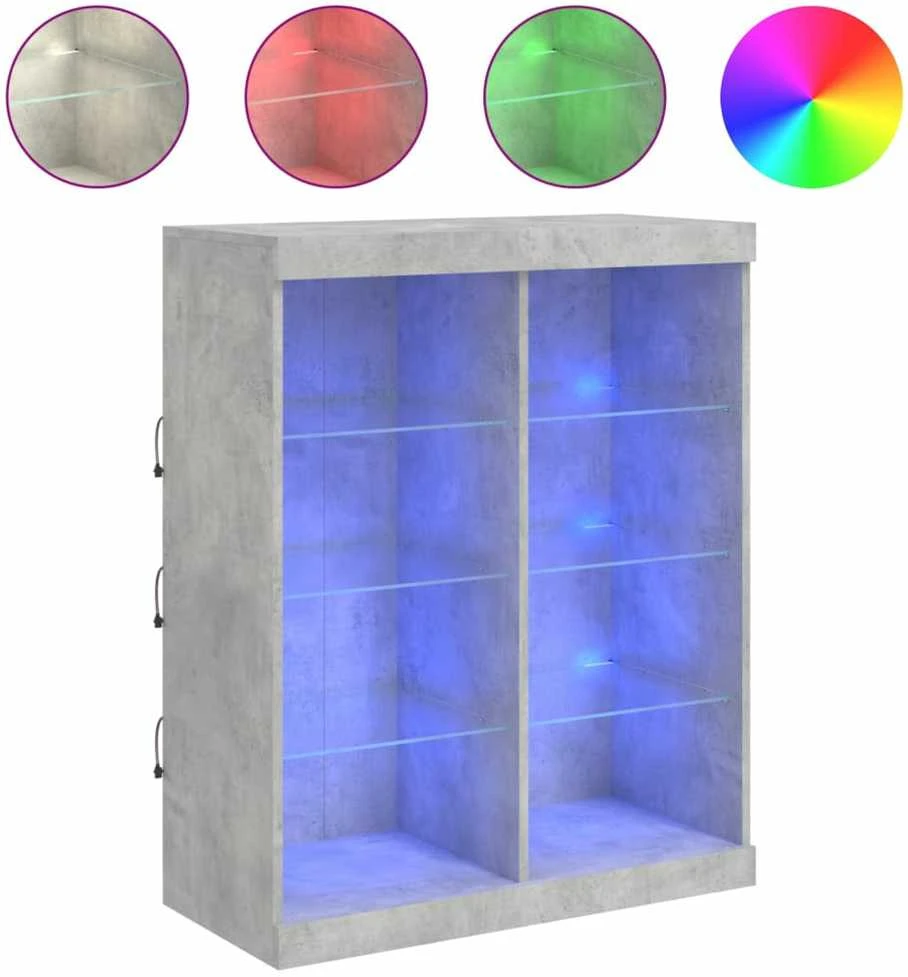 Šoninė spintelė su LED lemputėmis, betono pilka, 81x37x100cm