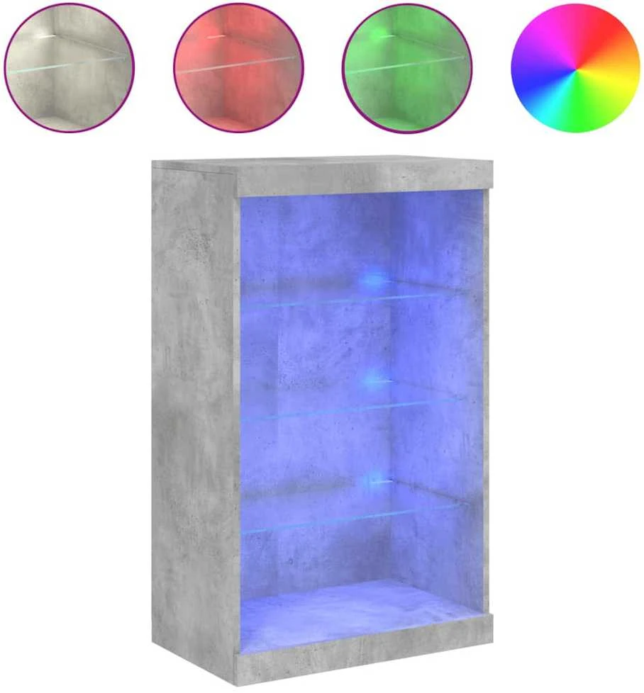 Šoninė spintelė su LED lemputėmis, betono pilka, 60,5x37x100cm