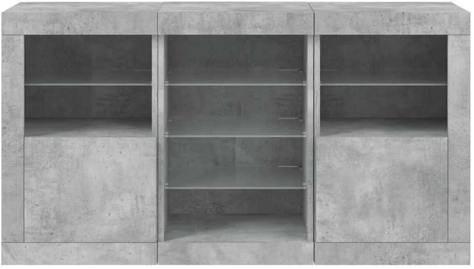 Šoninė spintelė su LED lemputėmis, betono pilka, 123x37x67cm